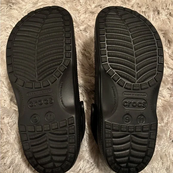 Make offer! NWOT CROCS Black Slippers Colorful Charms heel straps Men 9 Woman 11 - Picture 4 of 16